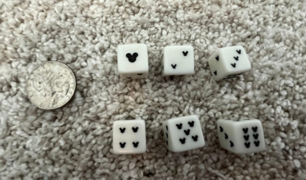 6 Disney Mickey Mouse Playing Dice
