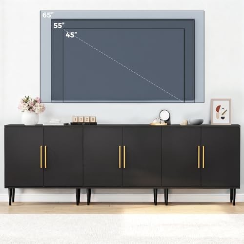 Modern Storage Cabinet, Free Standing Buffet Cabinet Sideboard and 1 Black