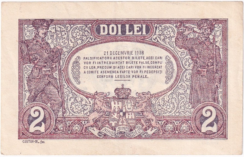 Romania 2 Lei dated 1938 P39a about EF