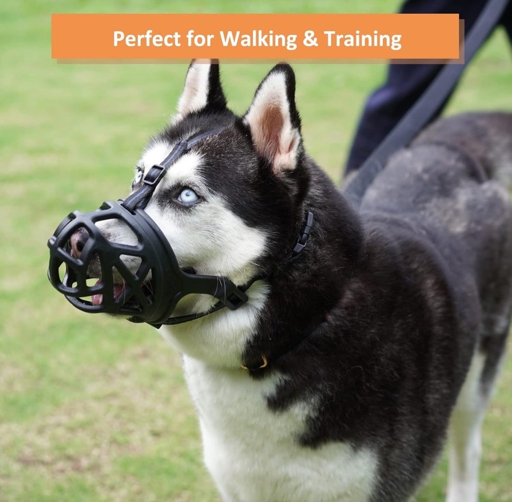 BARKLESS Dog Muzzle, Basket Muzzle for Biting, Chewing and Scavenging Size M