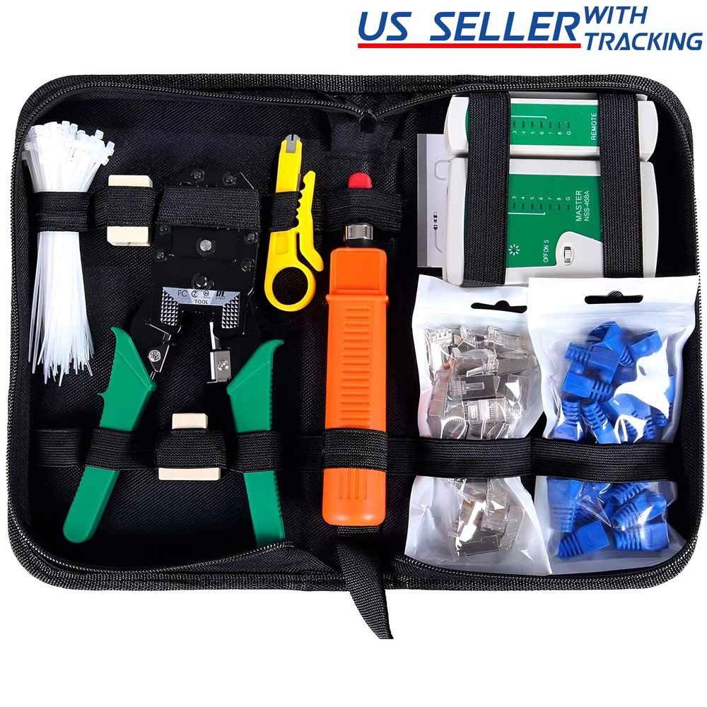 RJ45 Ethernet Network CAT5/5E/6 Cable Tester Crimper Stripper Cutter Tool Set