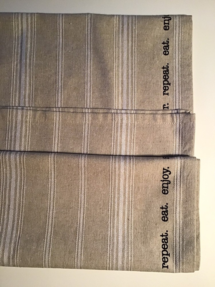 Mud Pie Savor Eat Repeat Enjoy Table Runner 78 X 22 100% Cotton
