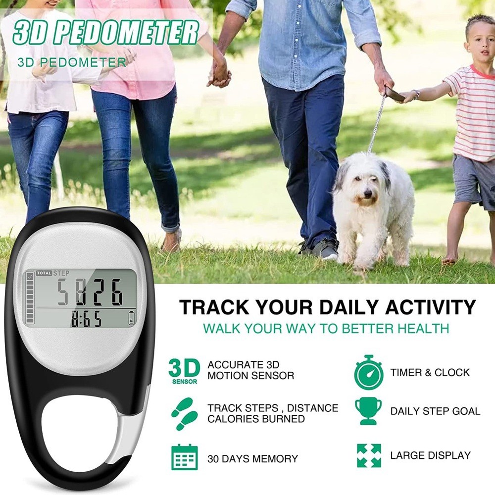Pedometer for Walking, Portable Walking Pedometer 3D Step Counter, Simple5846
