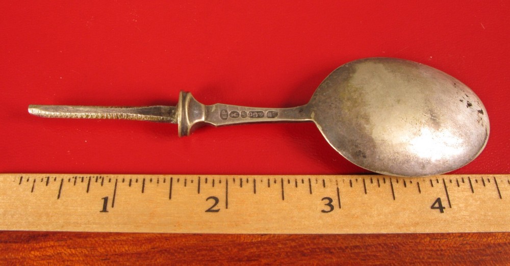 FABULOUS ANTIQUE FANCY ENGRAVED HALLMARKED SPOON MISSING HANDLE !!