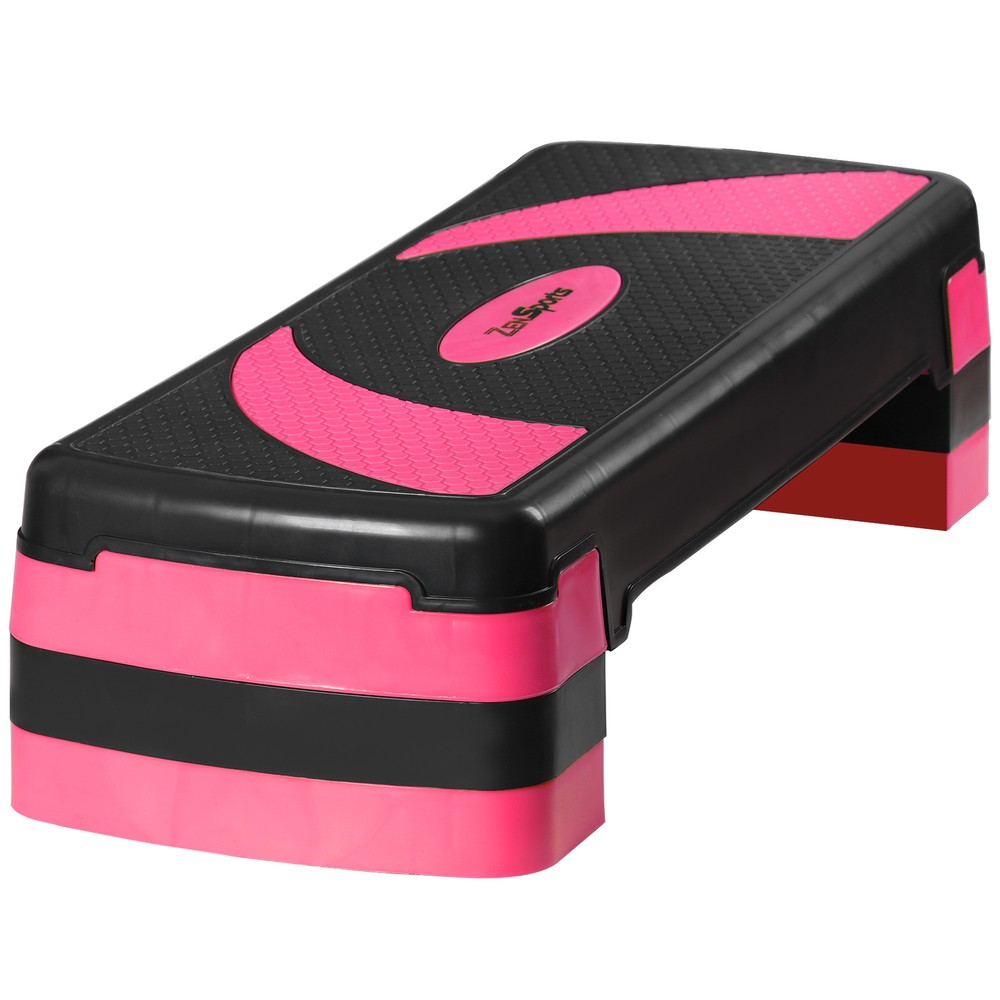 31" Adjustable Exercise Step Platform, 3-Level Height Non-Slip Surface Pink