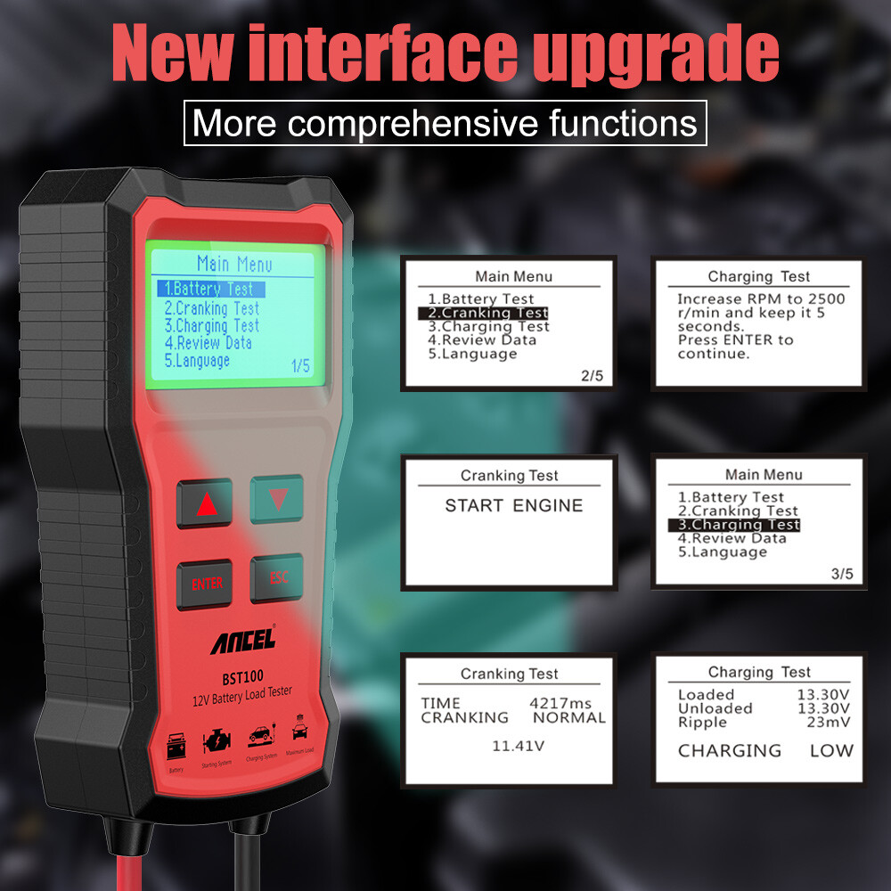 ANCEL BST100 Battery Load Tester Cranking Charging Test Battery Analyzer 12V