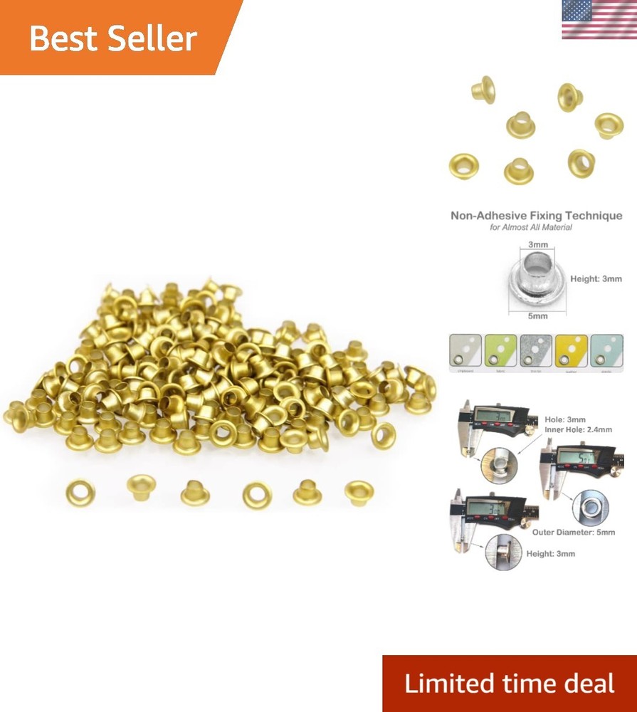 Versatile Gold 1/8" Quicklet Eyelets - 200 PCS for DIY Projects & Embellishments