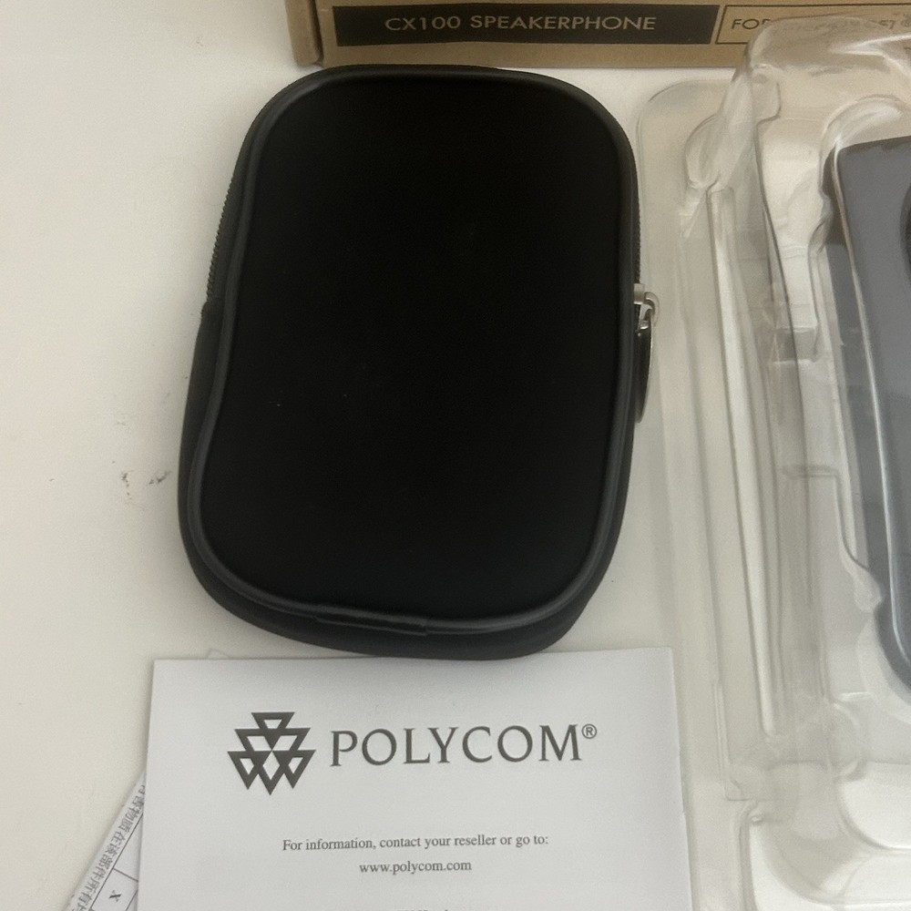 New In Box Polycom CX100 Audio Communicator USB Speakerphone w/ Soft Case, Inst.