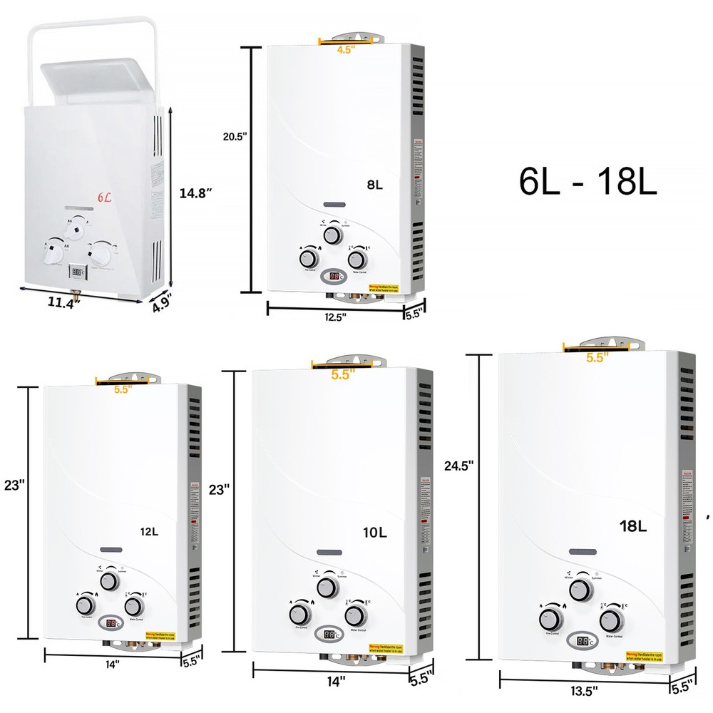 8L 10L 12L 18L Propane Gas Tankless Water Heater 6L Portable LPG Water Boiler