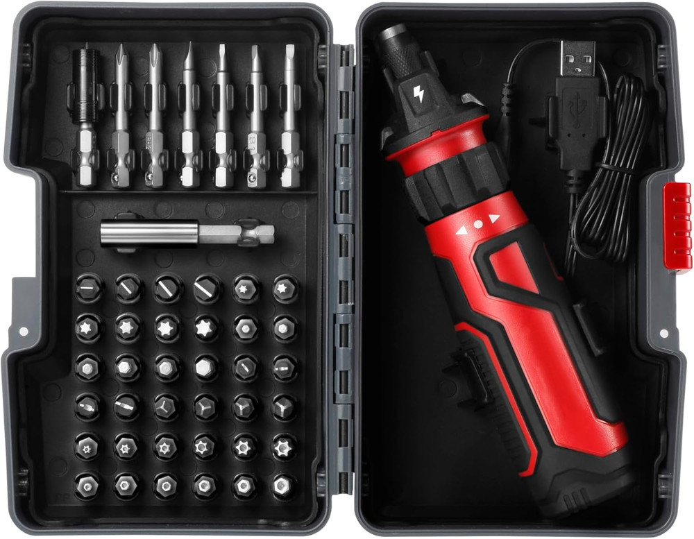 4V Cordless Electric Screwdriver Set with Circuit Sensor 45pcs Bits Tool Kit