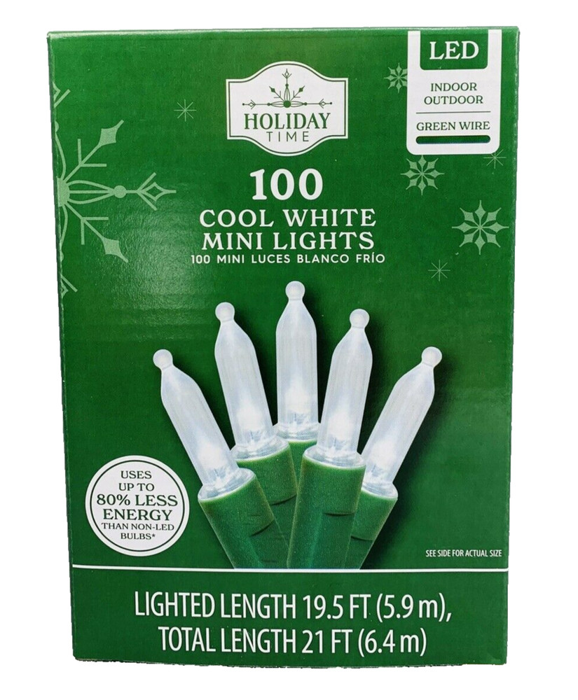 Clear Mini LED Light String 100 Count Christmas Cool White GREEN Wire Wedding