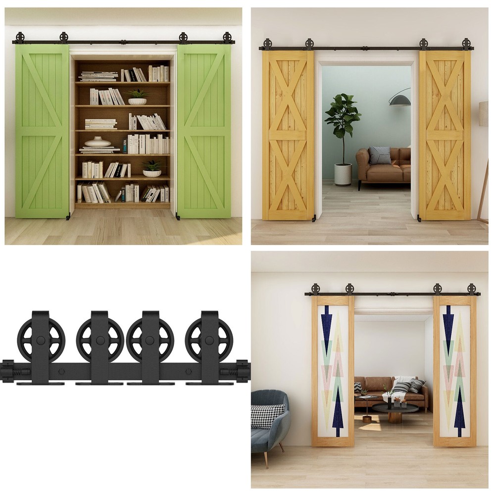 4-12FT Sliding Barn Door Hardware Kit Single Double Doors Medium Wheel RollerKit