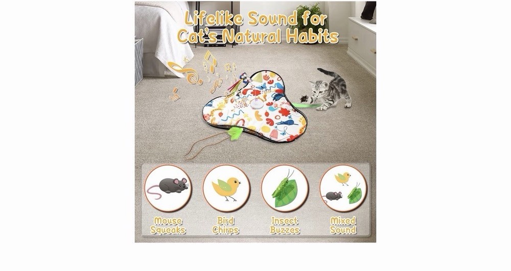 Interactive Cat Toy Play Mat Squeaking Automatic Touch Activated Suction Cups