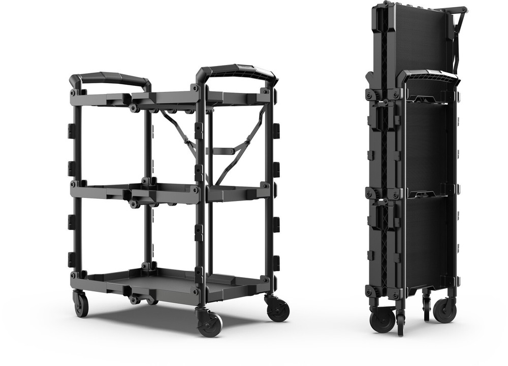 Portable Hyper Stack Collapsible Utility Cart Foldable Service Tool Cart Black