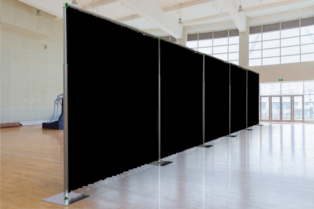 QUICK BACKDROP KIT 10 FT TALL x 10 FT - 50 FT WIDE PIPE WITH DRAPE(BLACK DRAPES)