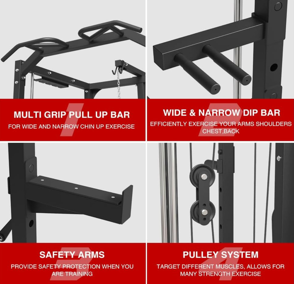 Multi-Functional SmithMachine Power Cage Power Rack Squat Rack Home Gym System