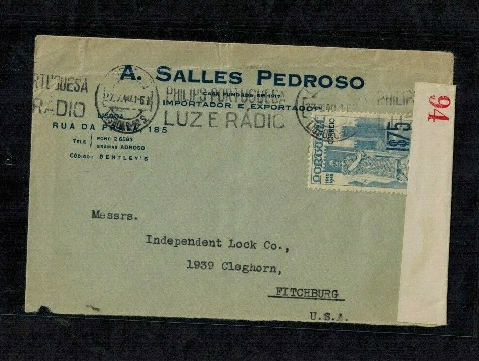 Bermuda WWII Censor Cover C22 Red Censor #94