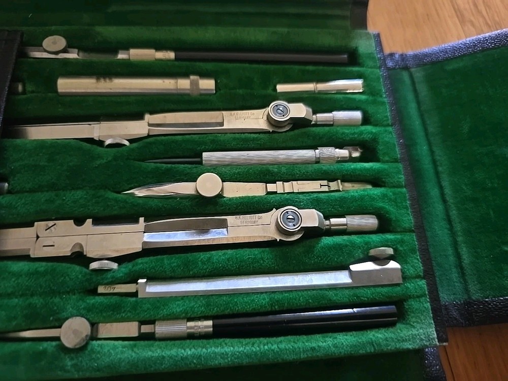 B.K. Elliott Co - Germany DRAFTING Tool Kit #1000 - VG (missing one tool)