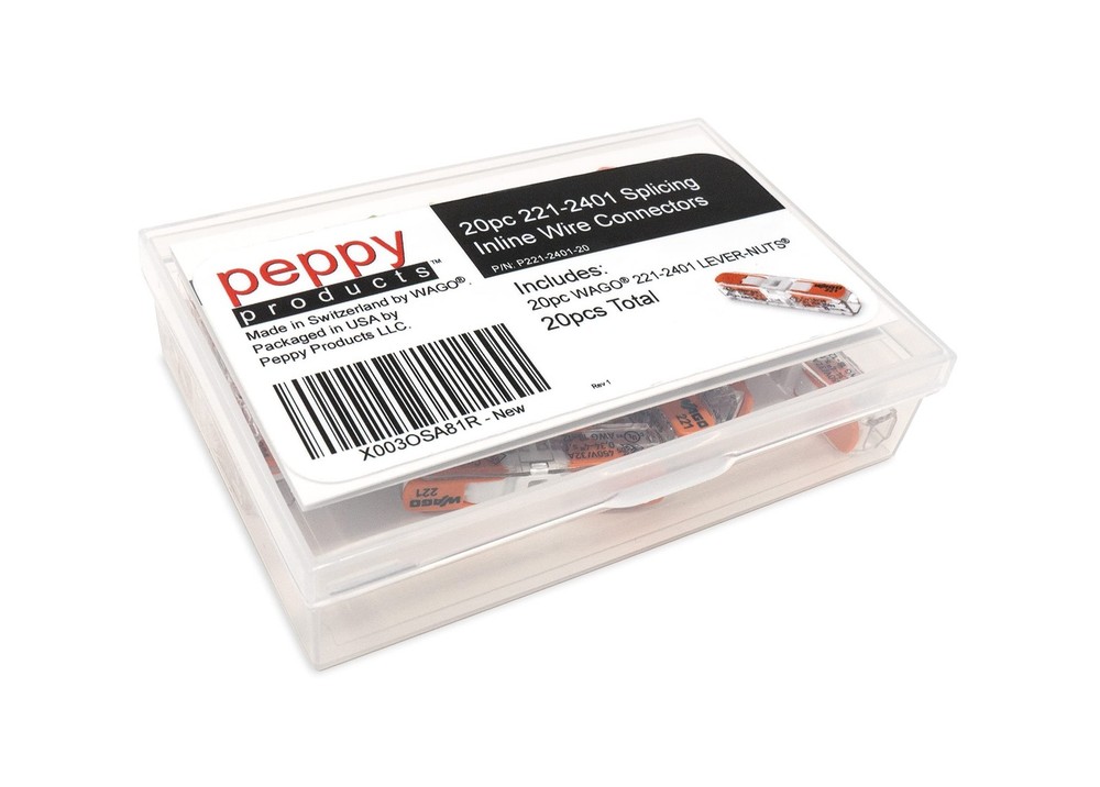 WAGO 221-2401 Lever Nuts Compact Splicing Inline Wire Connectors with Case | ...