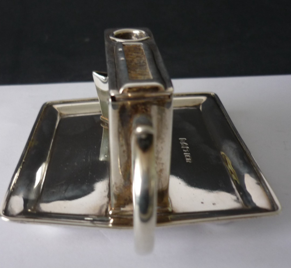 Antique 1899 Solid Silver Table Cigar Cutter And Match Striker On A Tray Base