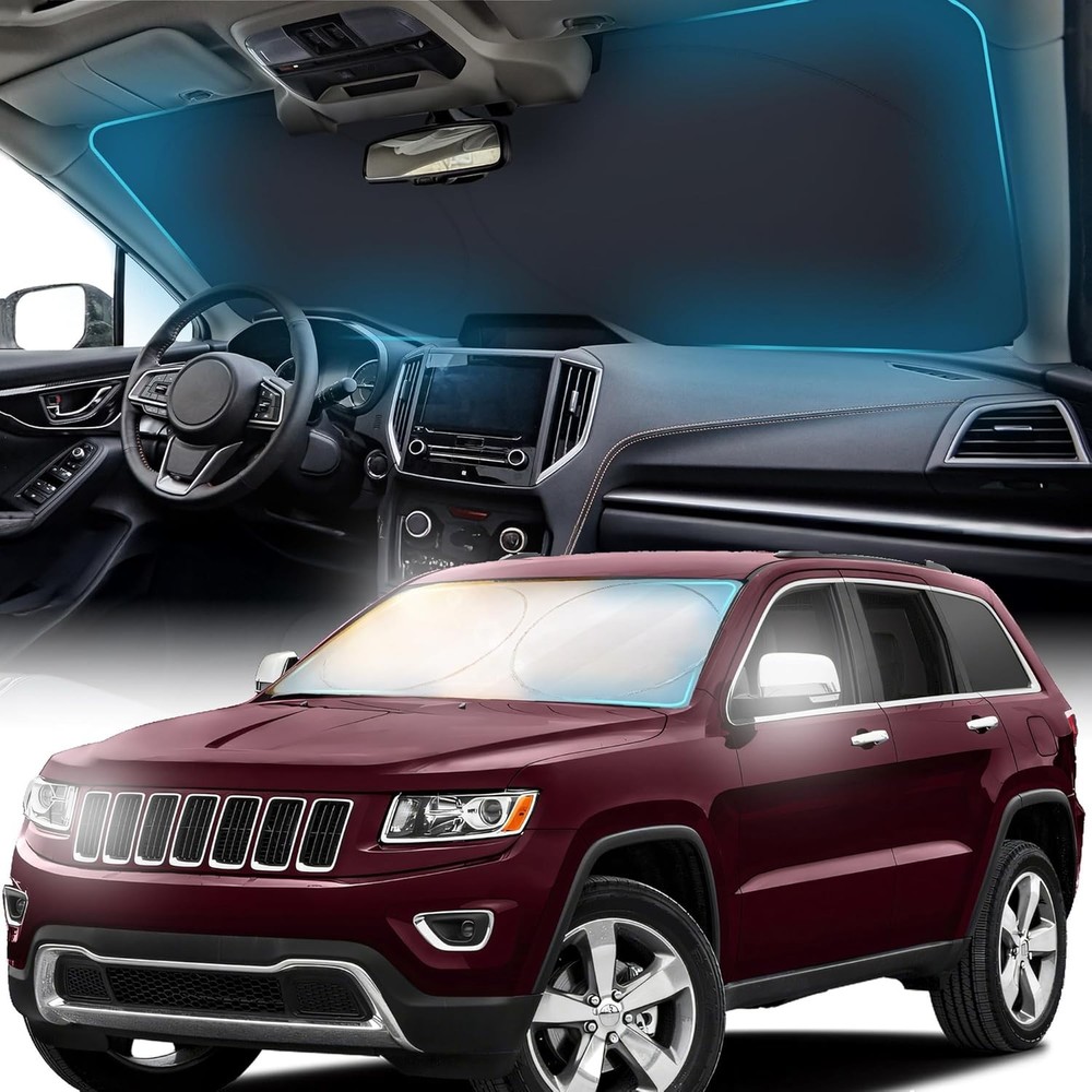 Protective Car Sun Shade, Grey Reflective Windshield Shield, Fits SUVs & Trucks