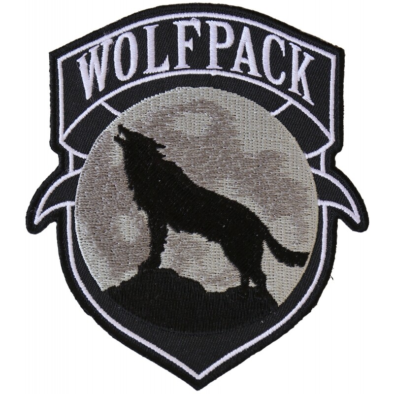 Patch (Iron-On), Wolfpack Patch Wolf Howling Moon Silhouette, 4" x 3.5"