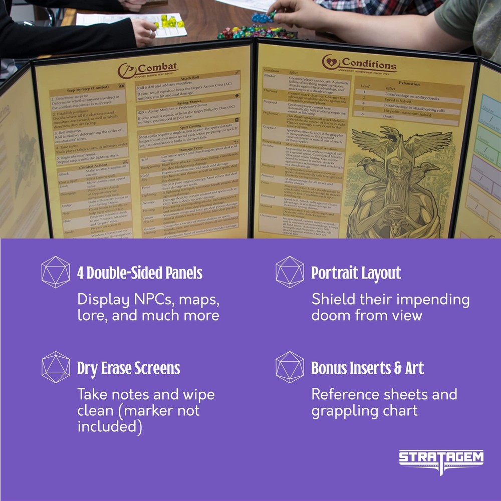 The Master's Tome 4-Panel Customizable GM Screen with Free Inserts – Dry Eras...