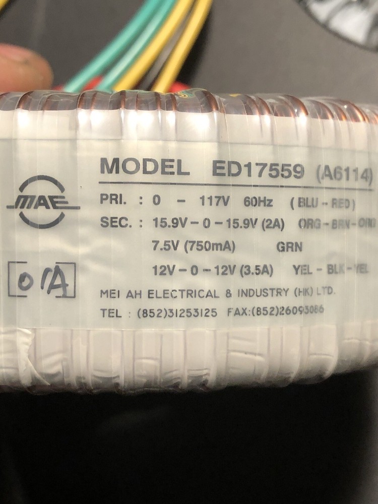 MAE ED17559 Toroid transformer Multiple Voltage Output Project Power Supply.