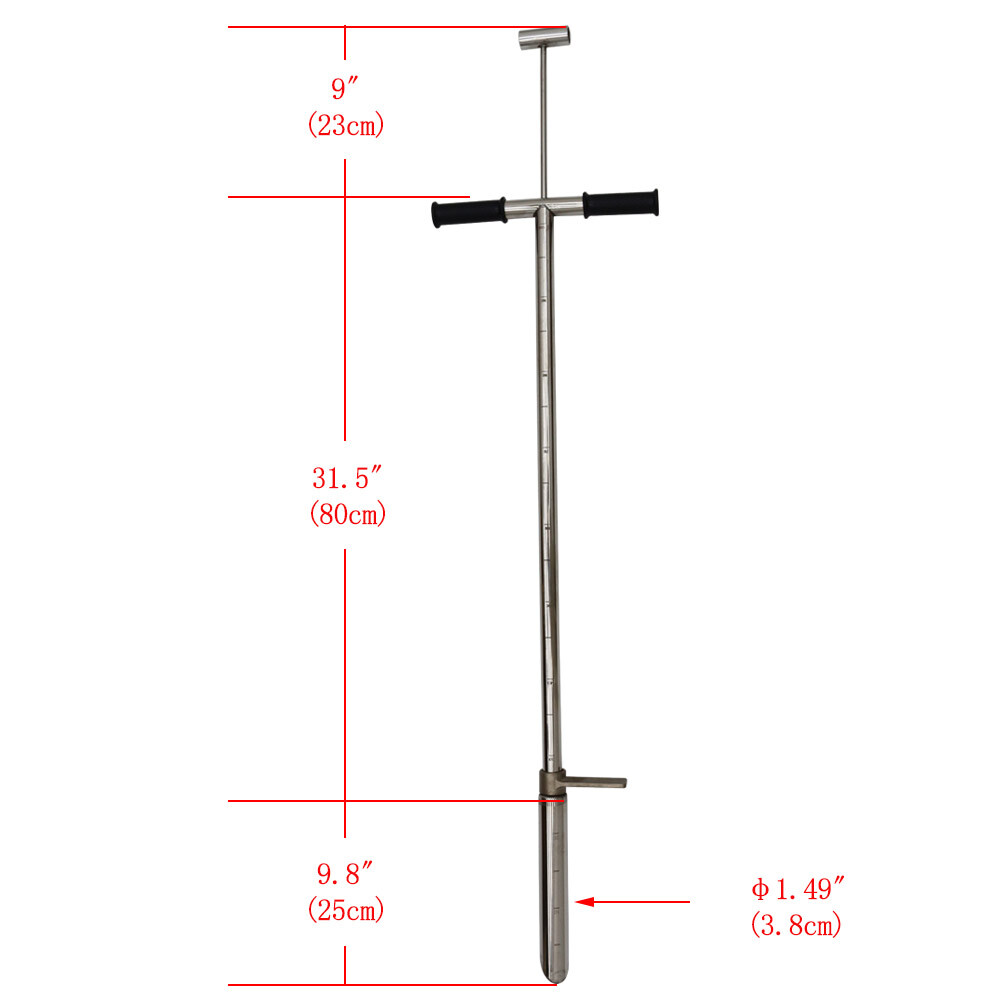 Dia. 1.5in Stainless Steel Soil Sample Prob T-style Handle Soil Sampling Tool
