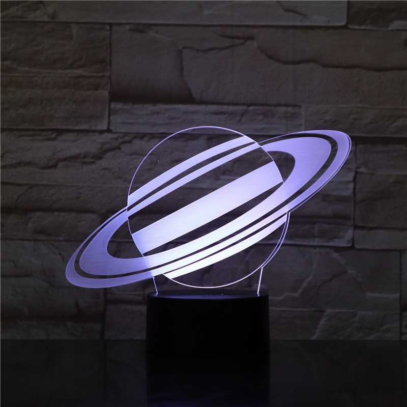 Saturn 3D Illusion Night Light Planet LED USB Table Creative Bedroom Decoration