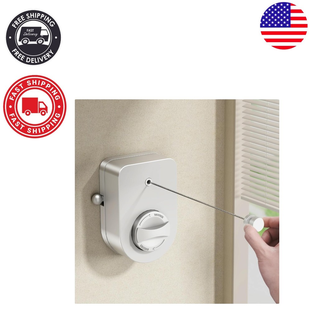 Stainless Steel Retractable Clothesline - 13.8 ft Non-Sagging Solution