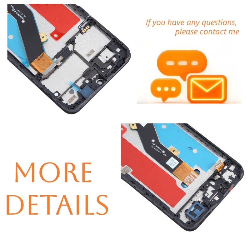 100% For ZTE Blade A34 Full Assembly LCD Display Touch Screen Digitizer w/ Frame