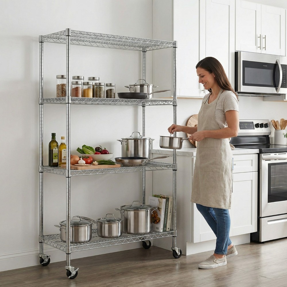 4-Tier Heavy-Duty Wire Shelving Unit Adjustable Rustproof Storage Rack