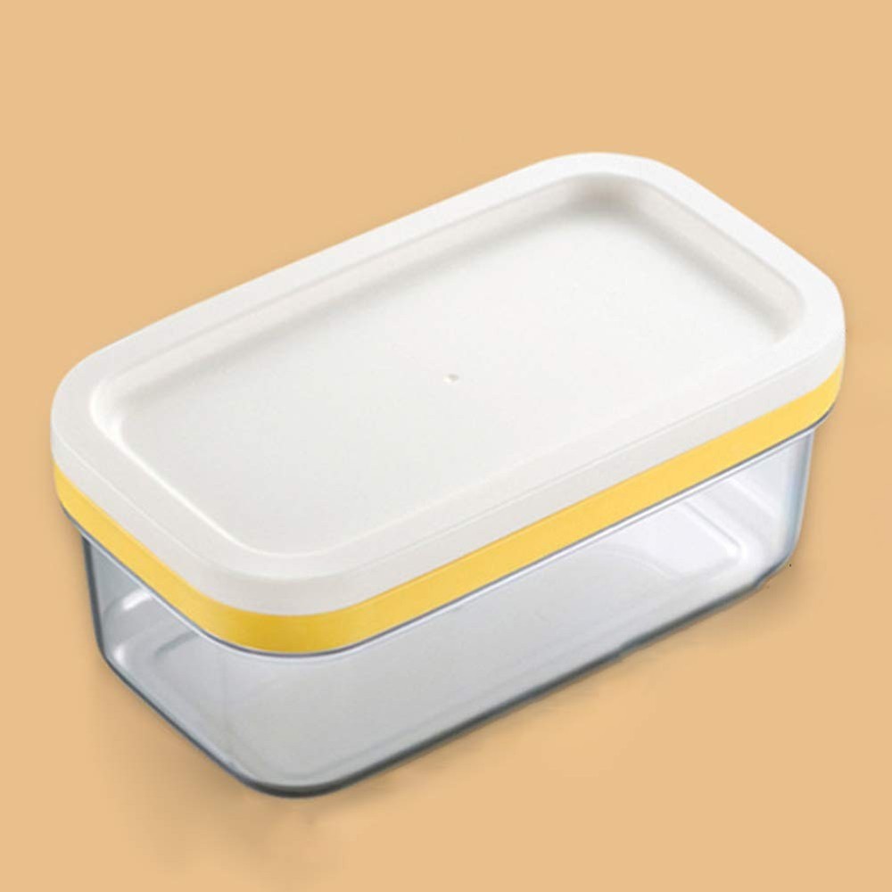 Butter Dish with Lid, Plastic Rectangle Butter Keeper w/Cutter - Easy Slice