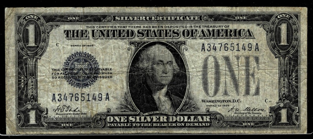 1928  $1 SILVER CERTIFICATE NOTE FINE