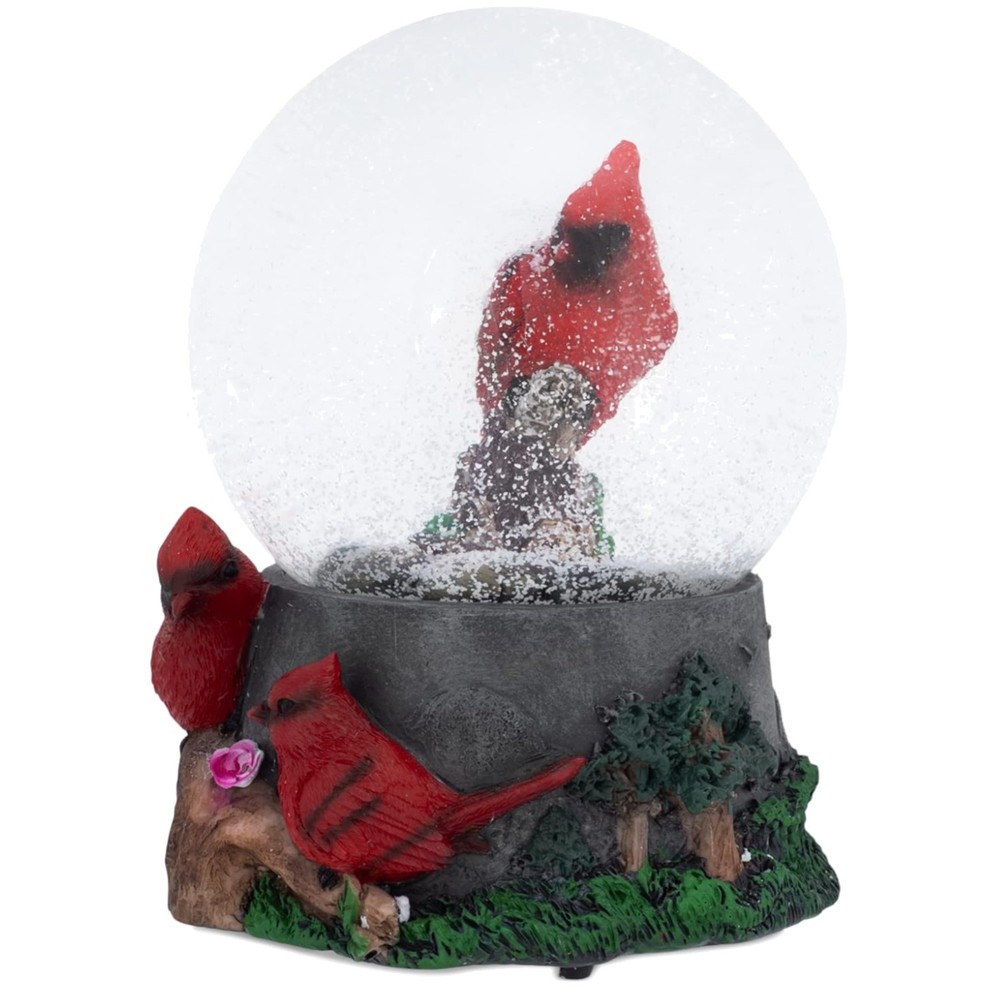 Spring Blossom Cardinal Musical Snow Globe