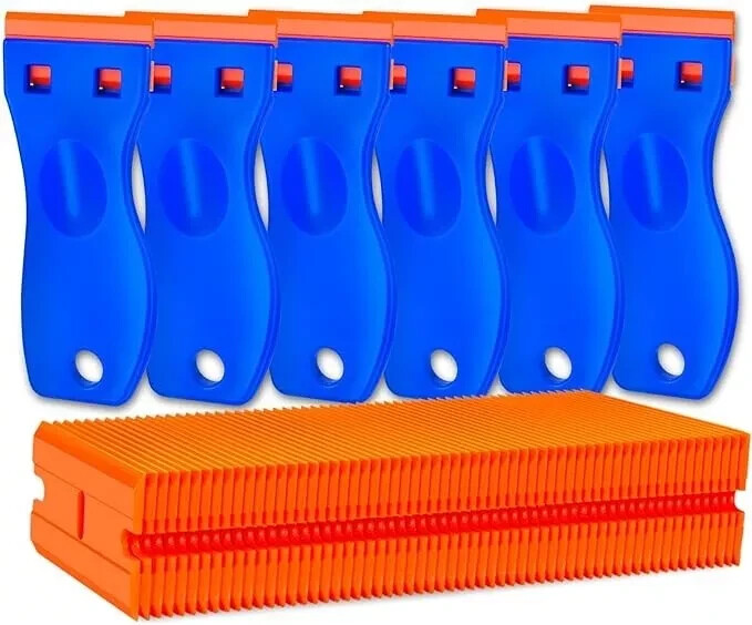 Plastic Razor Scraper Tool Set (6 Scrapers + 60 Blades)