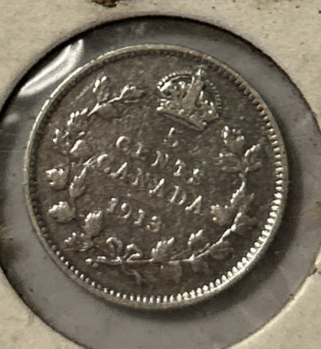 CANADA 1913 Silver Coin 5 Cents