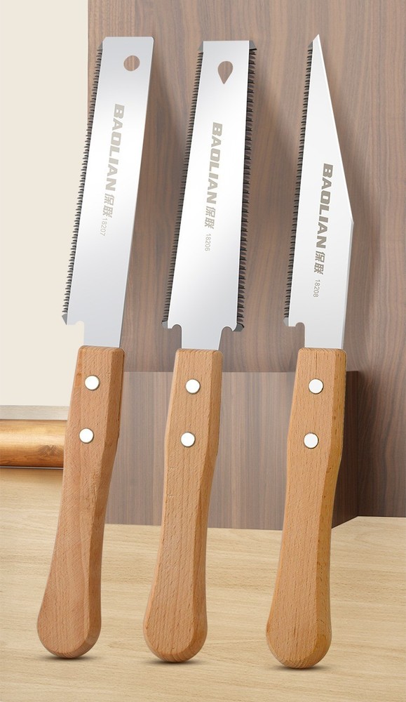 3-Piece Pull Saw, Sharp Wood Cutting Hand Saw with Beech Handle