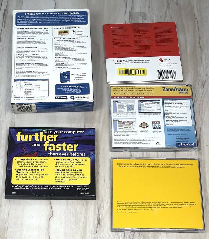 VTG Lot 5 Windows CD-Rom PC Computer Antivirus Security & System Repair SOFTWARE