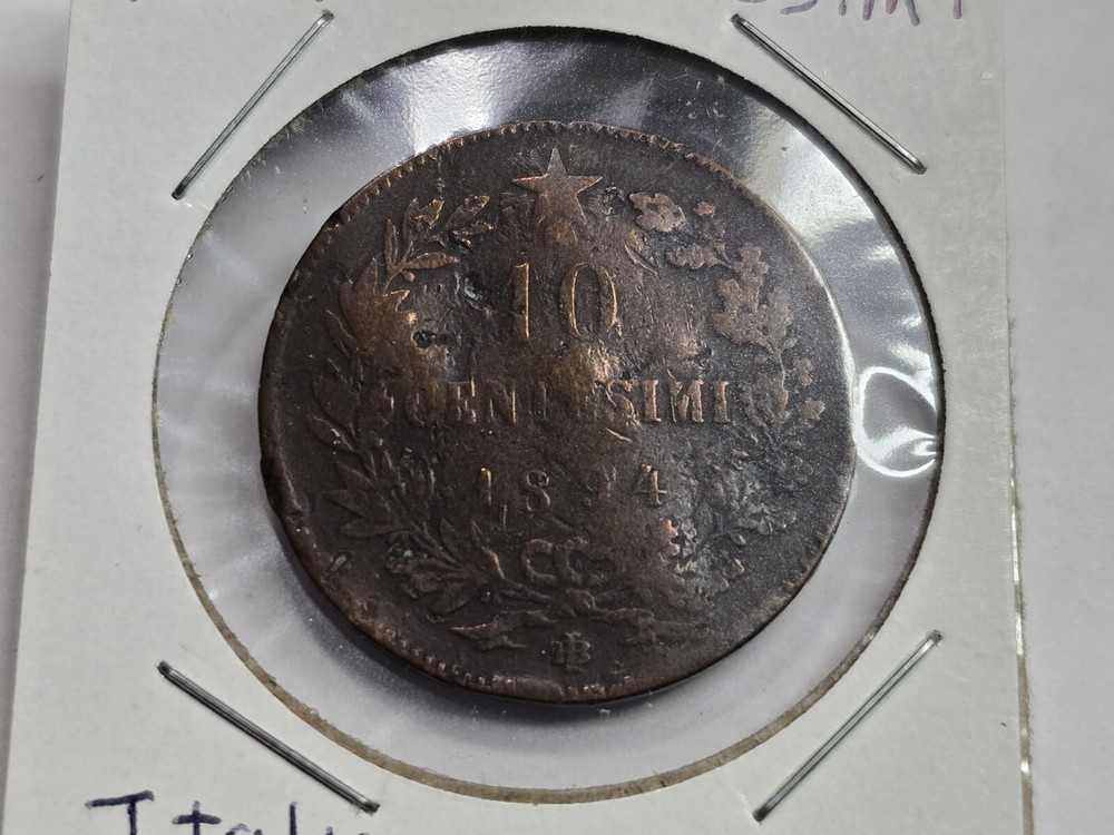 1894 Italy 10 Centesimi Coin
