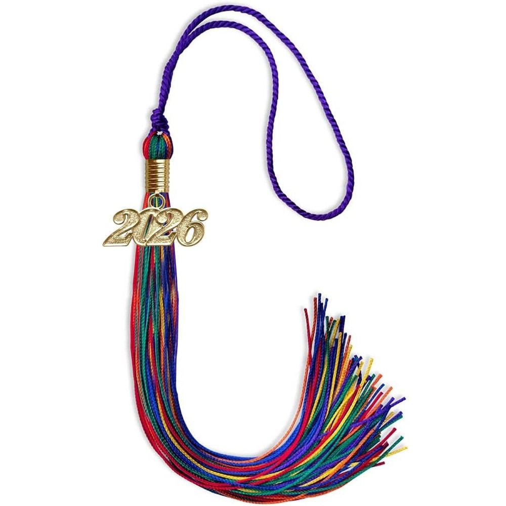 Endea Graduation Rainbow Tassel With Gold Date Drop