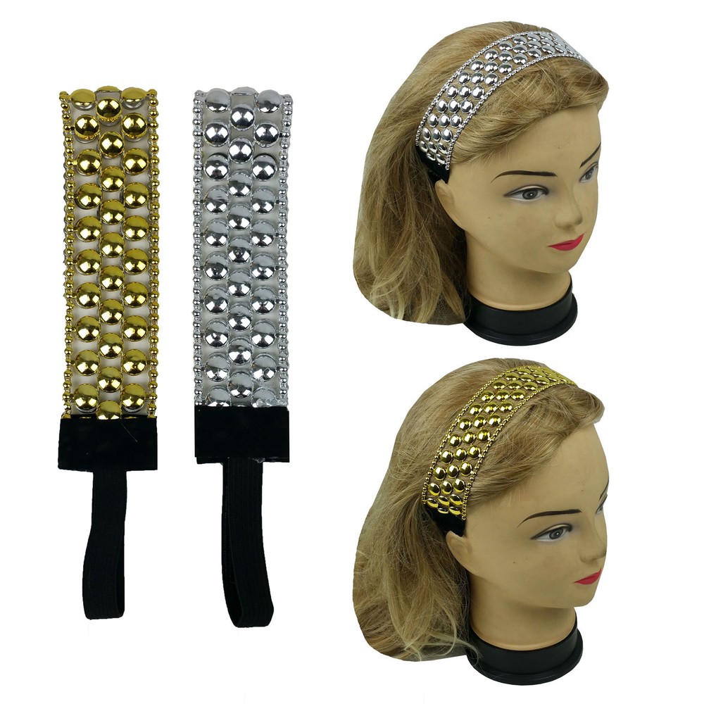 2 PCS Gold & Silver Headwrap Headband with Elastic band