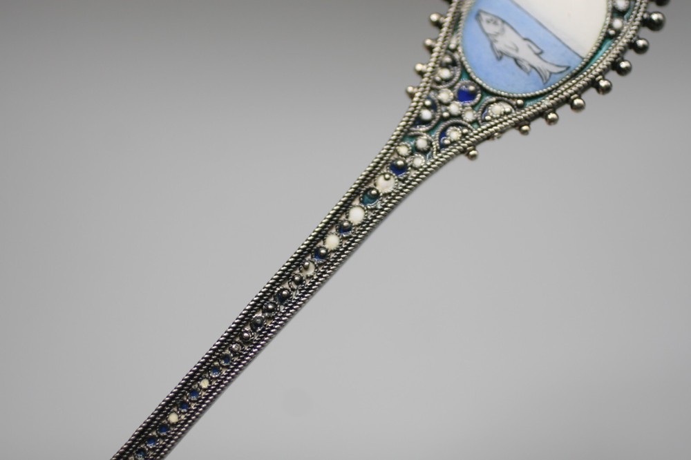 800 Silver Enamel Souvenir Spoon Z1