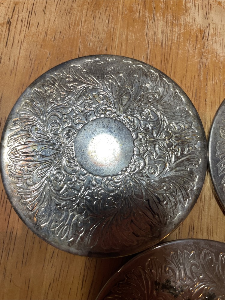 Metal Coaster Set. Maybe Be Silver plated. Not Marked