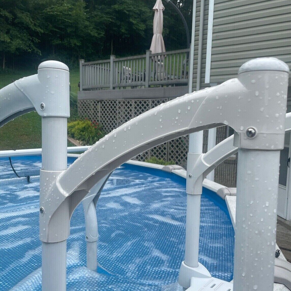 White Short Handrail For Above Ground BiltMor Swimming Pool Step