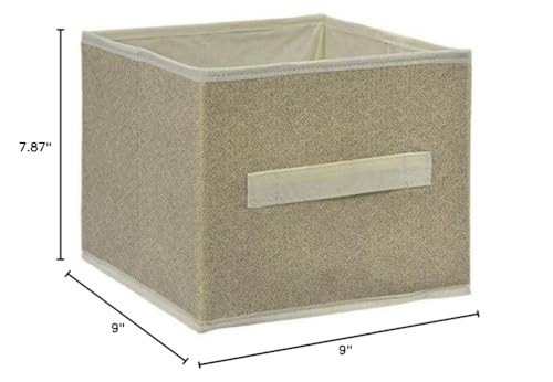 Tan Collapsible Storage Containers with Handles, 9x8 in.
