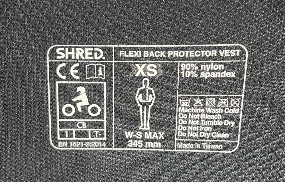 Shred- Flexi Back Protector Vest- Zip up-XS