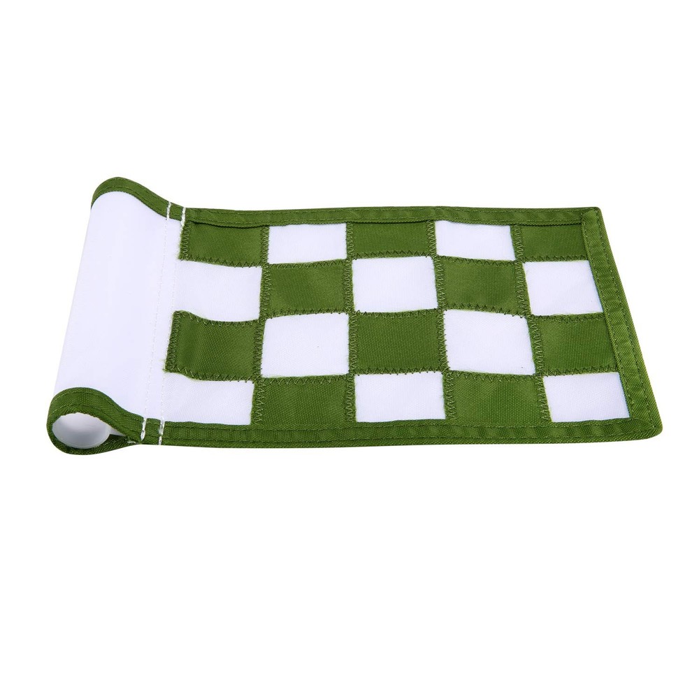 Nylon Golf Putting Green Flags - Solid & Checkered, White-Green