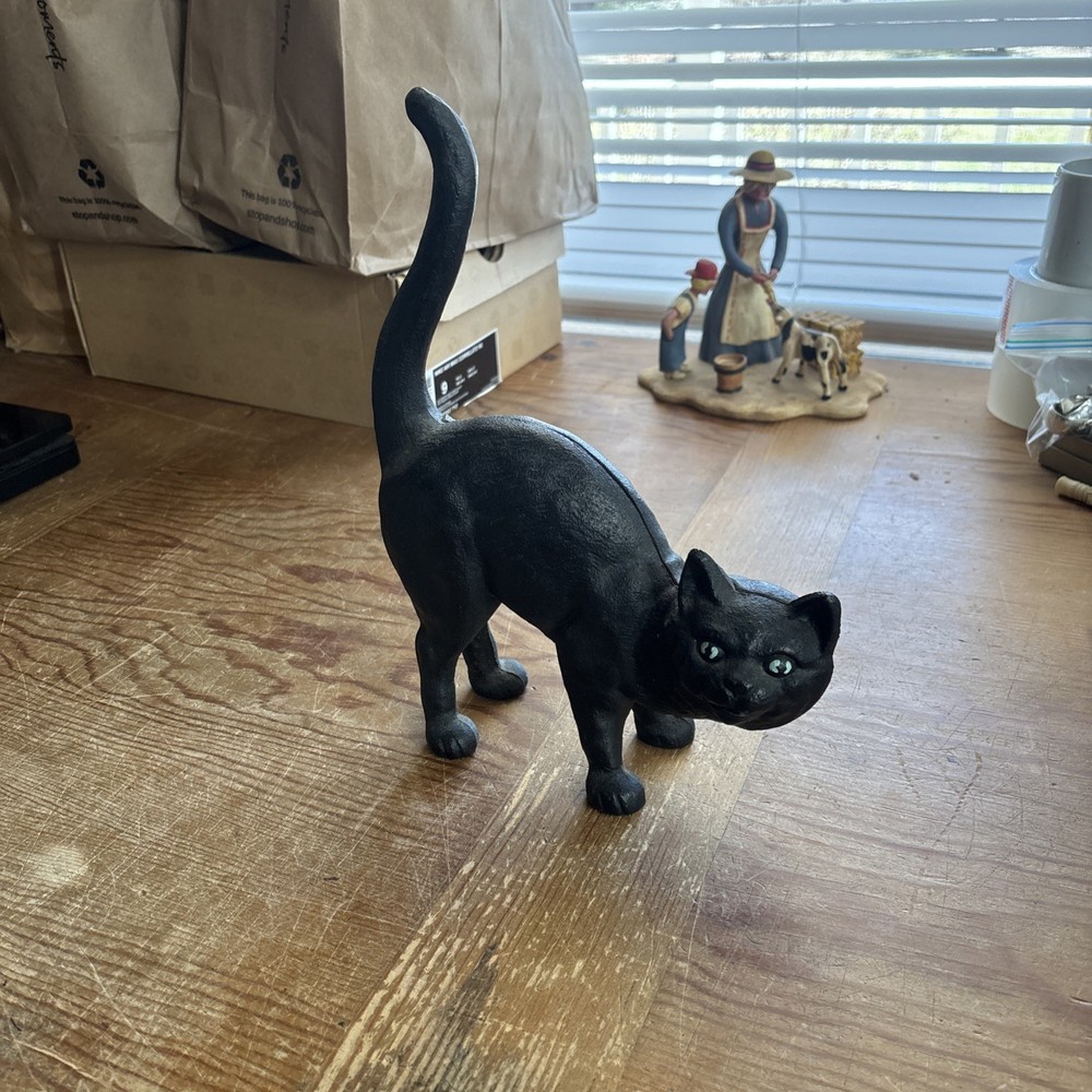 Cast Iron Black Cat Arched Back